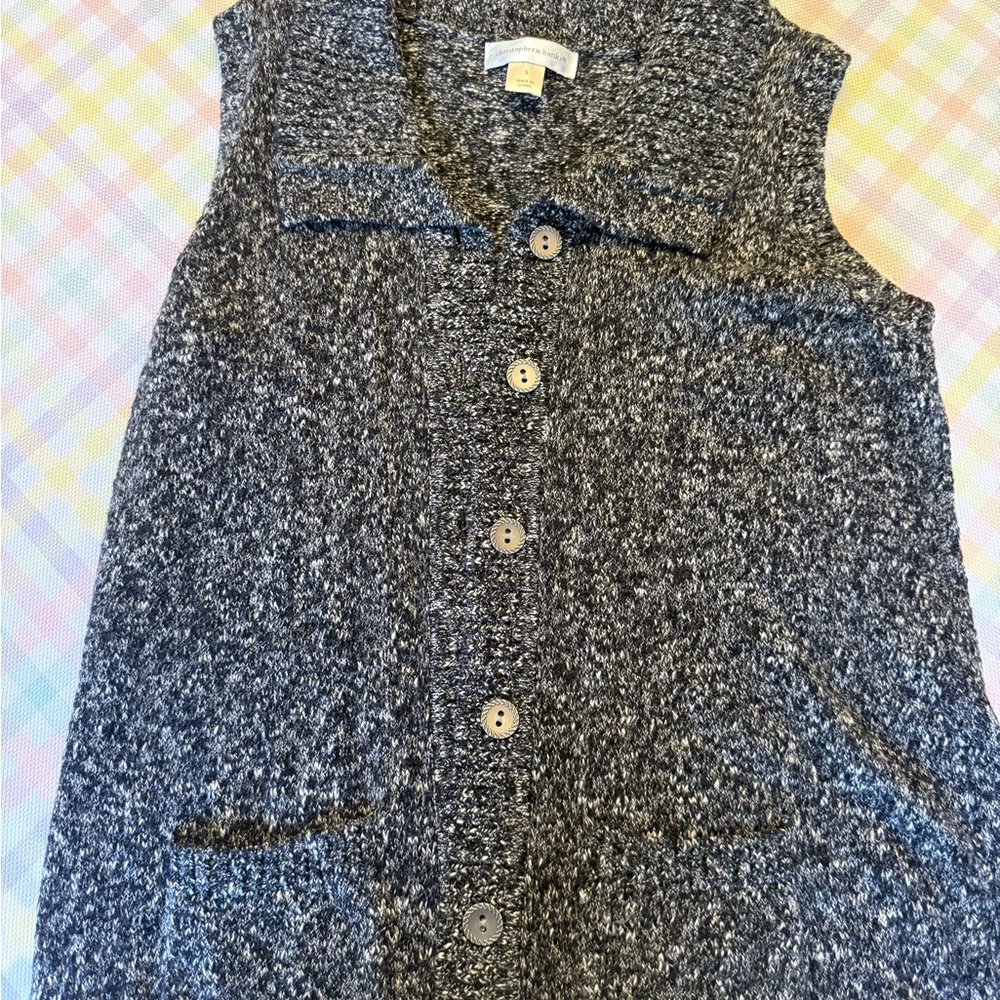 Christopher & Banks Gray Button-Up Vest